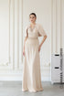 Luxurious beige cape sleeves evening dress